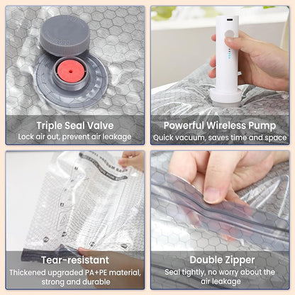 🎁Last day 49% OFF - Cordless Travel Vacuum Storage Compression Bag Set