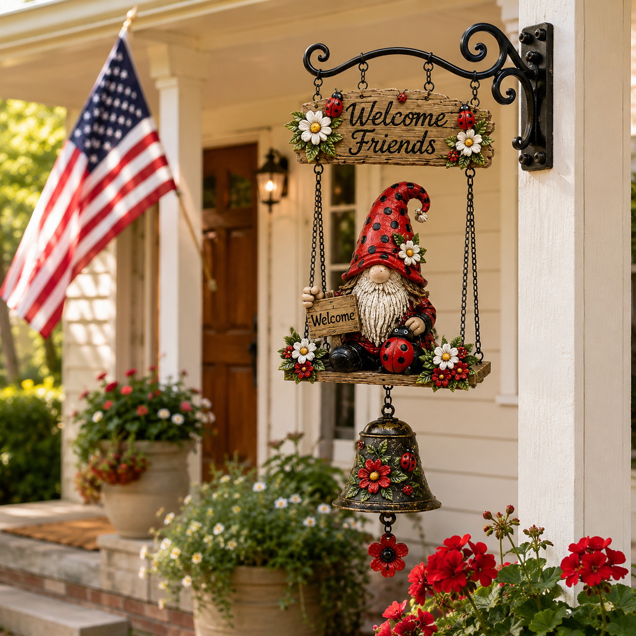 🔥50% OFF TODAY🔥 – Rustic Garden Gnome Bell Outdoor Decor 🐞🌼