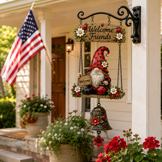 🔥50% OFF TODAY🔥 – Rustic Garden Gnome Bell Outdoor Decor 🐞🌼