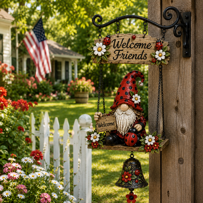 🔥50% OFF TODAY🔥 – Rustic Garden Gnome Bell Outdoor Decor 🐞🌼