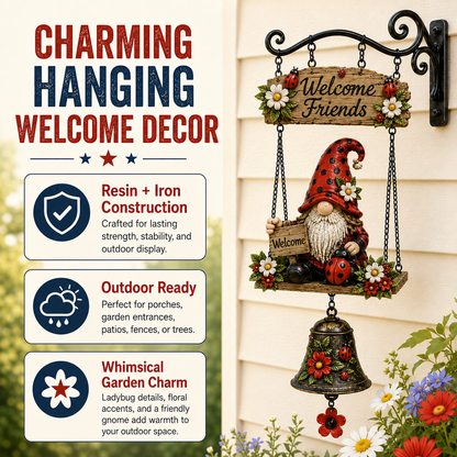 🔥50% OFF TODAY🔥 – Rustic Garden Gnome Bell Outdoor Decor 🐞🌼