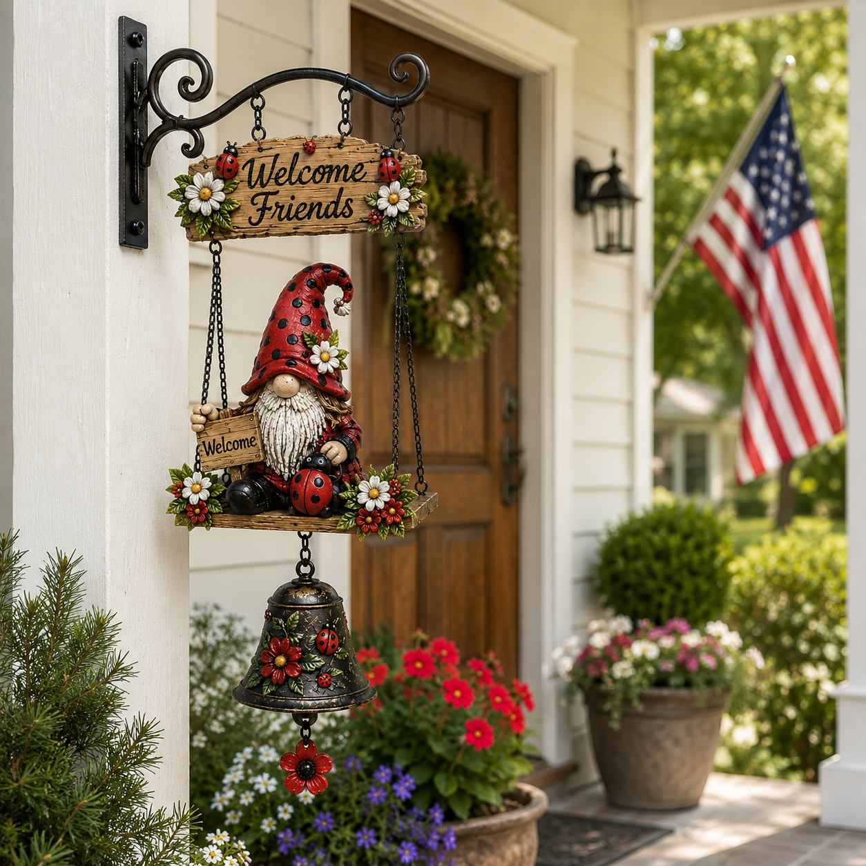 🔥50% OFF TODAY🔥 – Rustic Garden Gnome Bell Outdoor Decor 🐞🌼