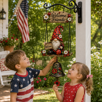 🔥50% OFF TODAY🔥 – Rustic Garden Gnome Bell Outdoor Decor 🐞🌼