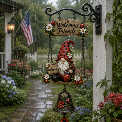 🔥50% OFF TODAY🔥 – Rustic Garden Gnome Bell Outdoor Decor 🐞🌼