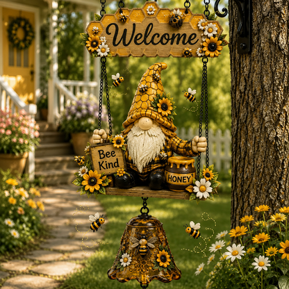 🔥50% OFF TODAY🔥 – Rustic Garden Gnome Bell Outdoor Decor 🐞🌼