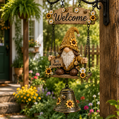 🔥50% OFF TODAY🔥 – Rustic Garden Gnome Bell Outdoor Decor 🐞🌼