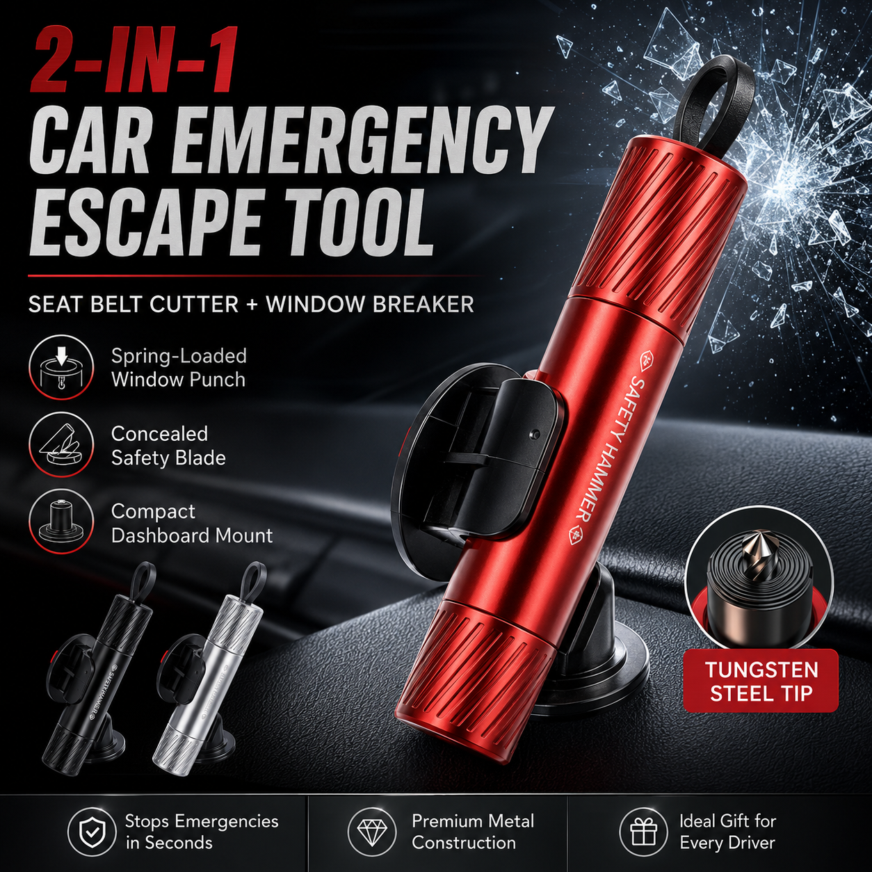 🚗 2-in-1 Car Emergency Escape Tool