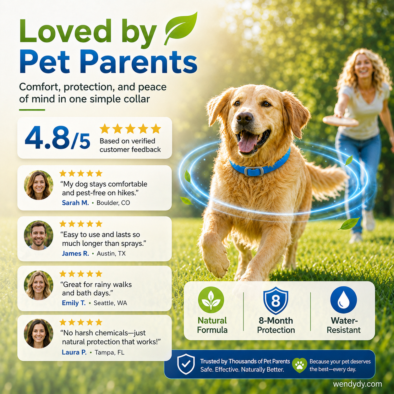 🥳2026 HOT SALE🌿🛡️ Natural Essential Oil Pet Collar – 8‑month flea & tick protection. Plant‑based, no harsh chemicals. Safe for dogs & cats! 🐾✨