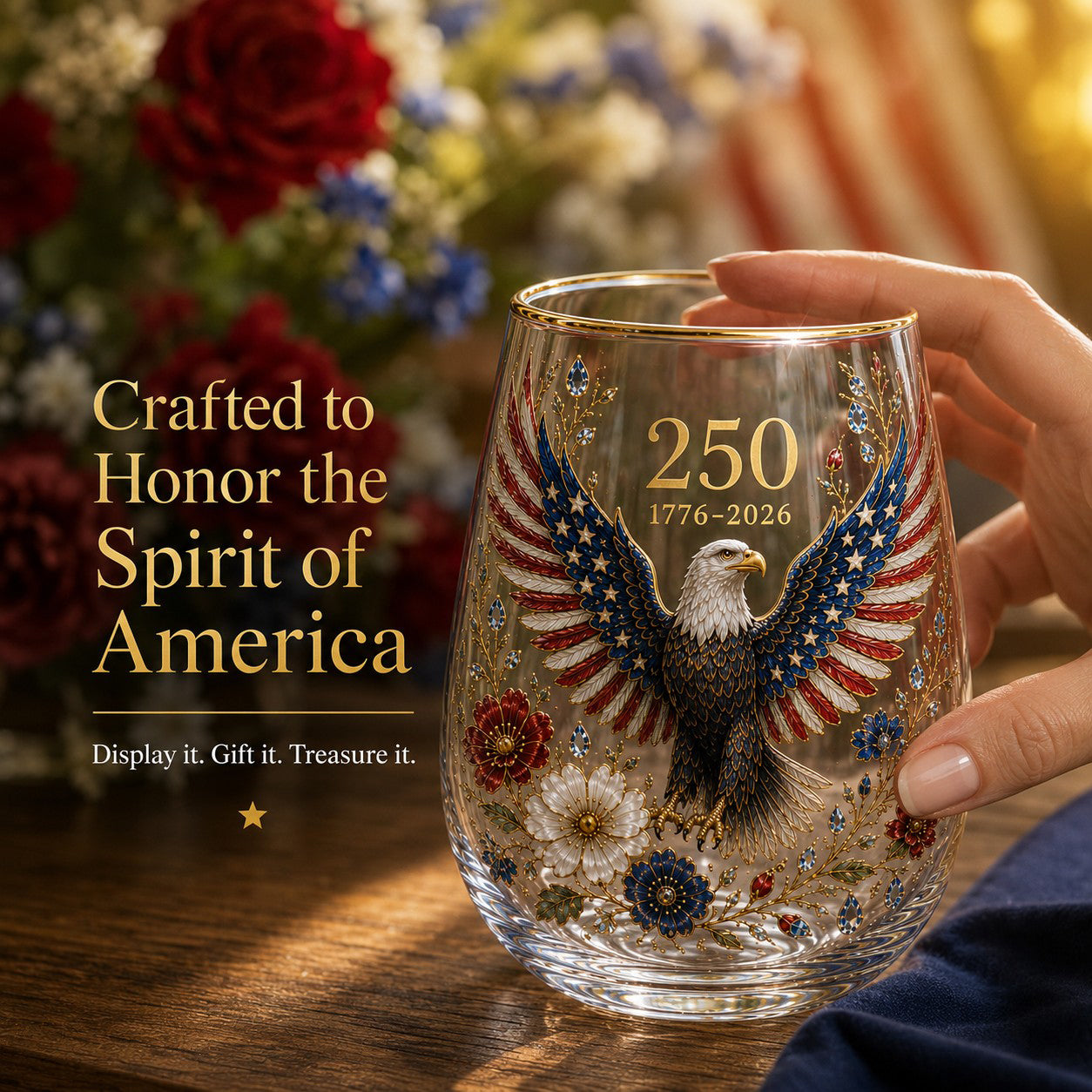 🦅America '250 Eagle Glass Tumbler