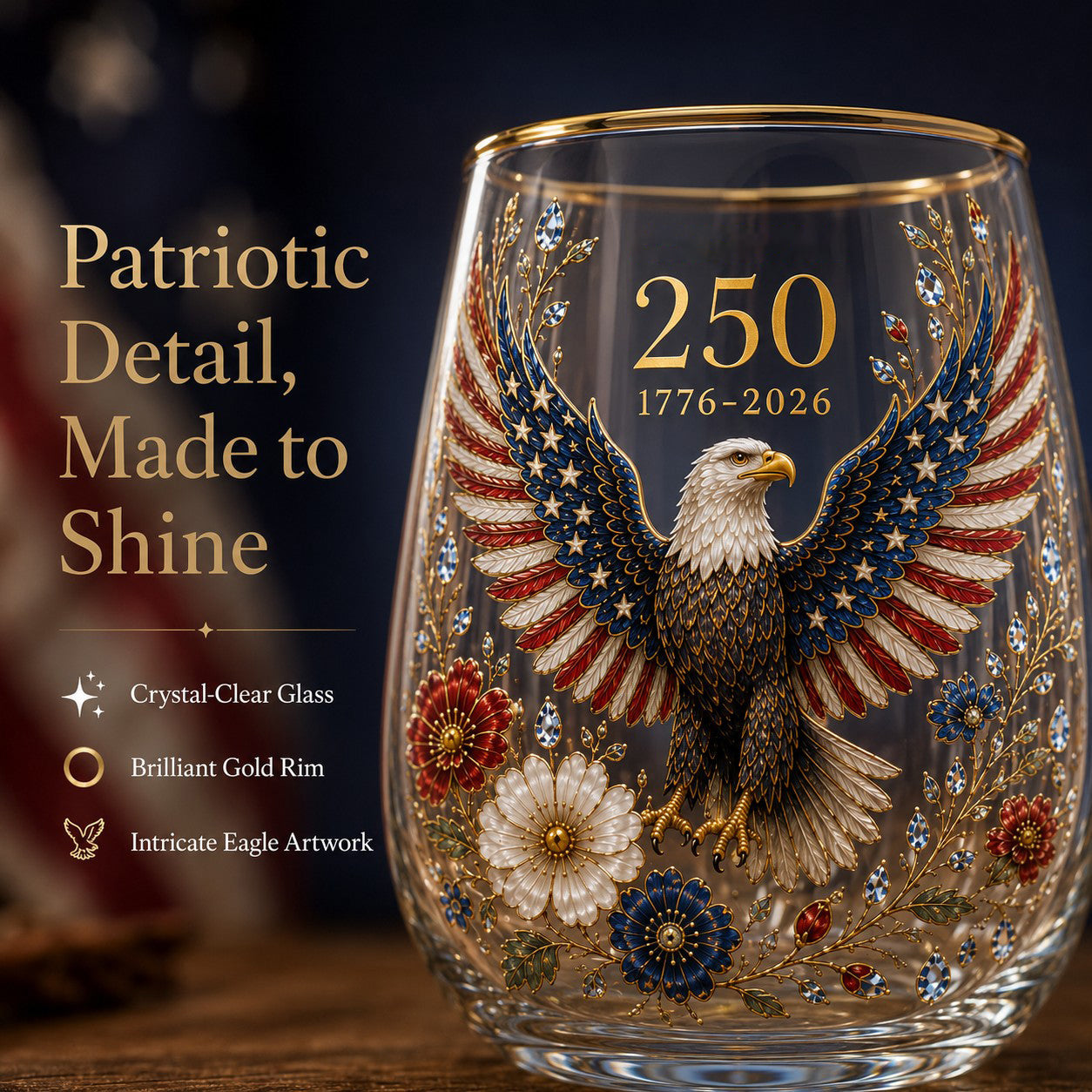 🦅America '250 Eagle Glass Tumbler