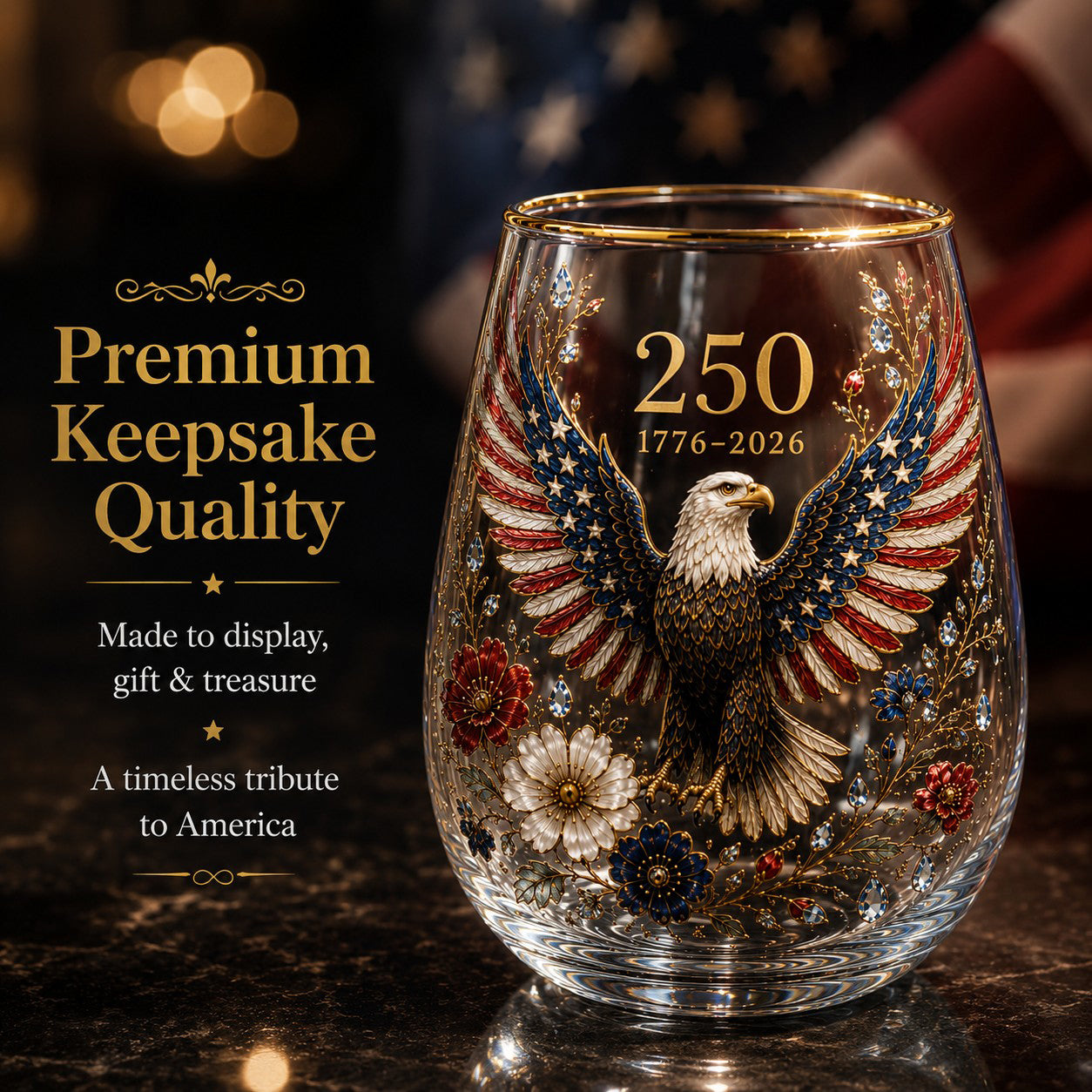 🦅America '250 Eagle Glass Tumbler