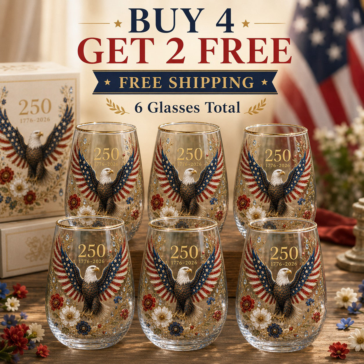 🦅America '250 Eagle Glass Tumbler