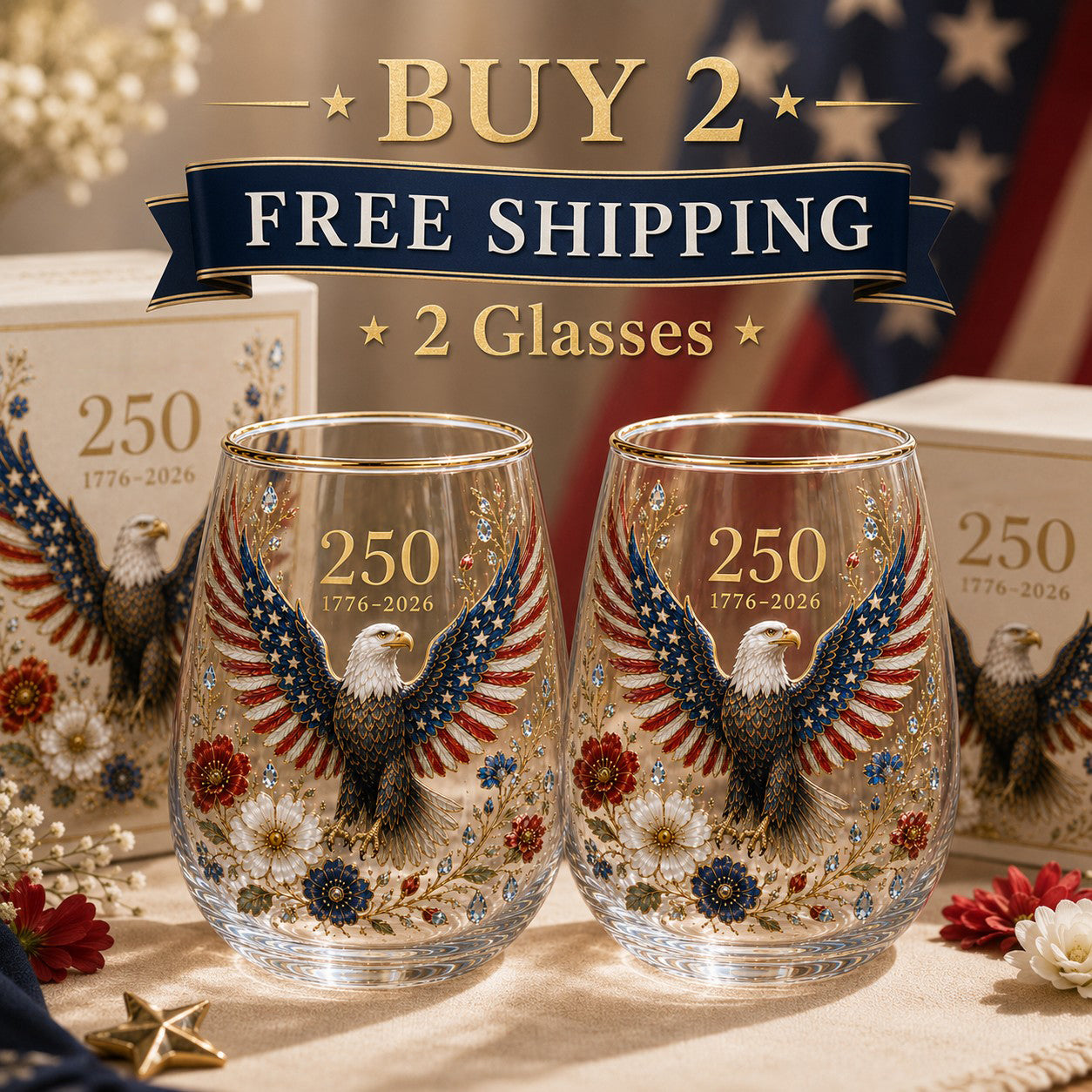 🦅America '250 Eagle Glass Tumbler
