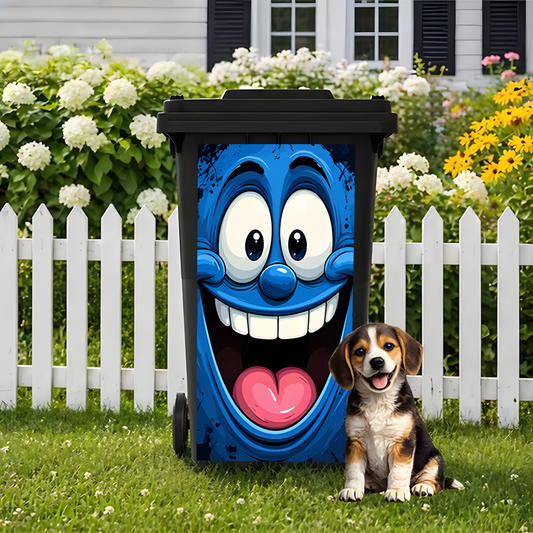 Funny Face Trash Can Sticker - Self-Adhesive Kitchen Bin Decal For Home Decor