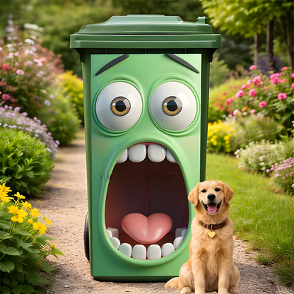 Funny Face Trash Can Sticker - Self-Adhesive Kitchen Bin Decal For Home Decor