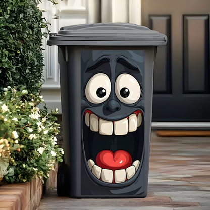 Funny Face Trash Can Sticker - Self-Adhesive Kitchen Bin Decal For Home Decor