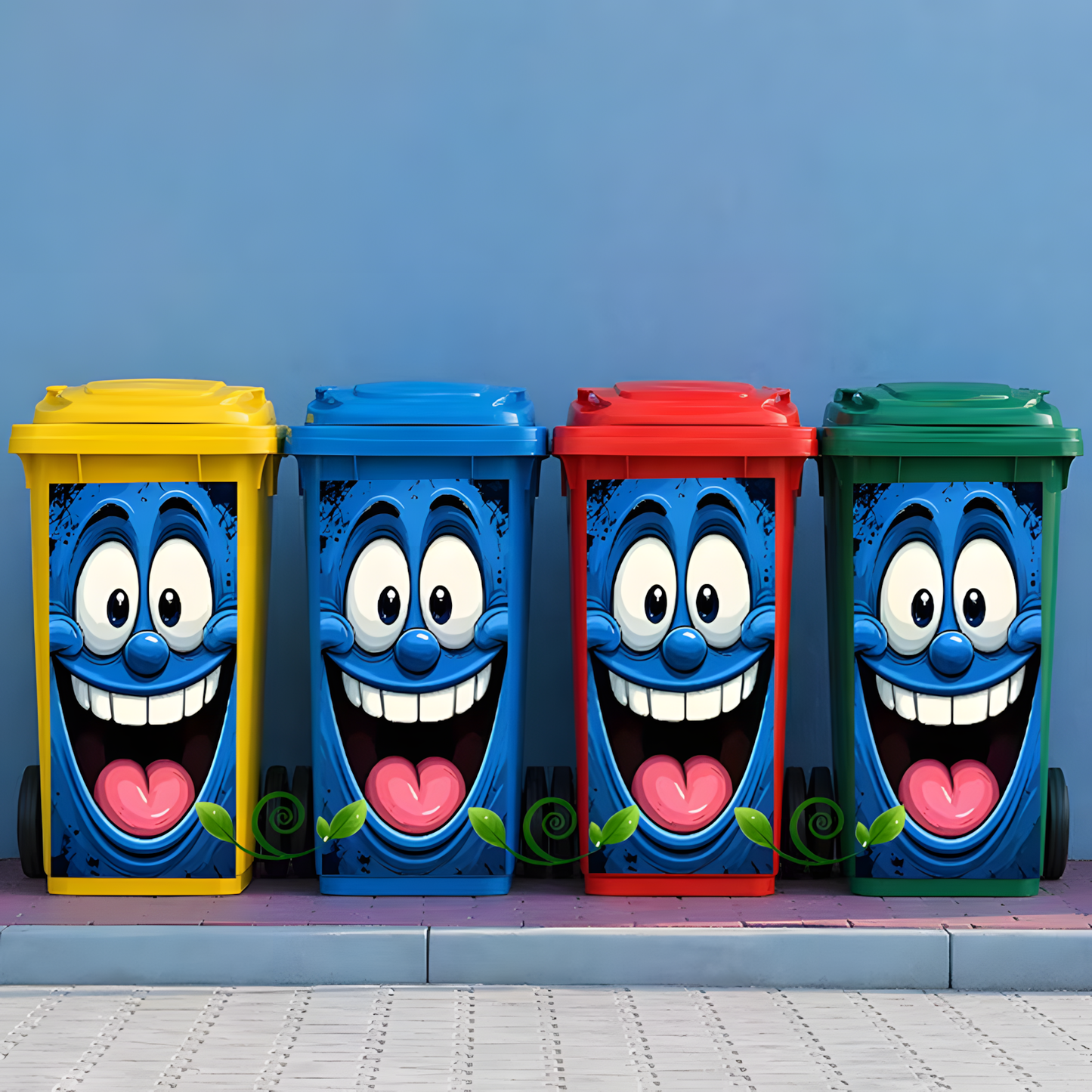 Funny Face Trash Can Sticker - Self-Adhesive Kitchen Bin Decal For Home Decor