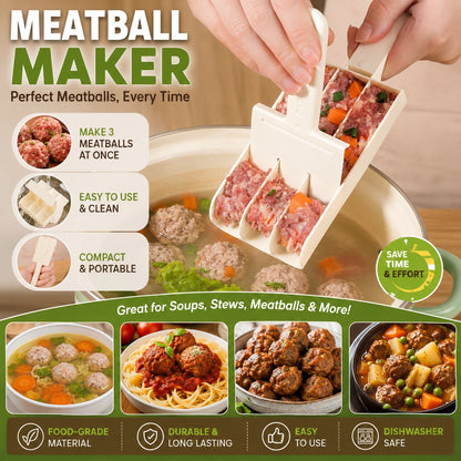 🔥49% OFF! Triple Meatball Maker – Shape 4 Perfect Meatballs at Once for Pasta, Soup & Hot Pot