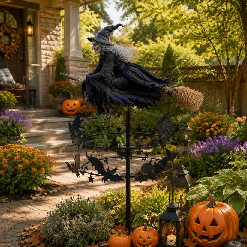 🔥50% OFF TODAY🔥 Enchanted Witch Garden Wind Spinner 🧙‍♀️🎃 Outdoor Halloween Yard Decor for Patio, Porch & Garden