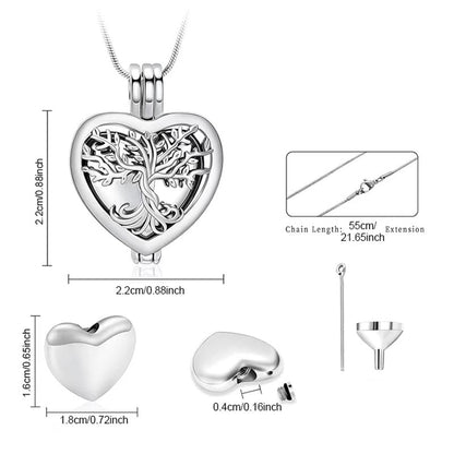 🌳❤️Heart Tree of Life Cremation Memorial Pendant | symbolizing the eternal continuity of life and love.