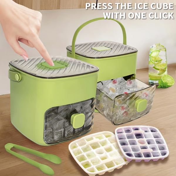🥳2026 HOT SALE🥳💞50K+ SOLD!🧊Portable Ice Maker with Lid and Storage Box (48 cubes)