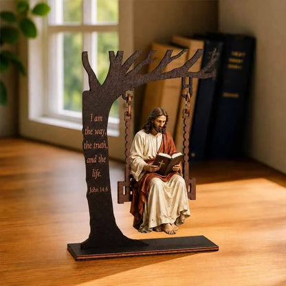 ✝️ Jesus Swing Ornament – John 14:6 Faith Table Decor | Christian Bible Verse Home Decoration🔥