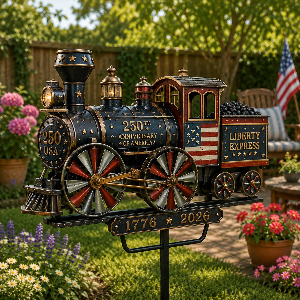 🚂🔥Limited time 55% OFF🔥🚂USA 250 “Liberty Express” Train Garden Wind Spinner -✈️ (Free Delivery Fee)