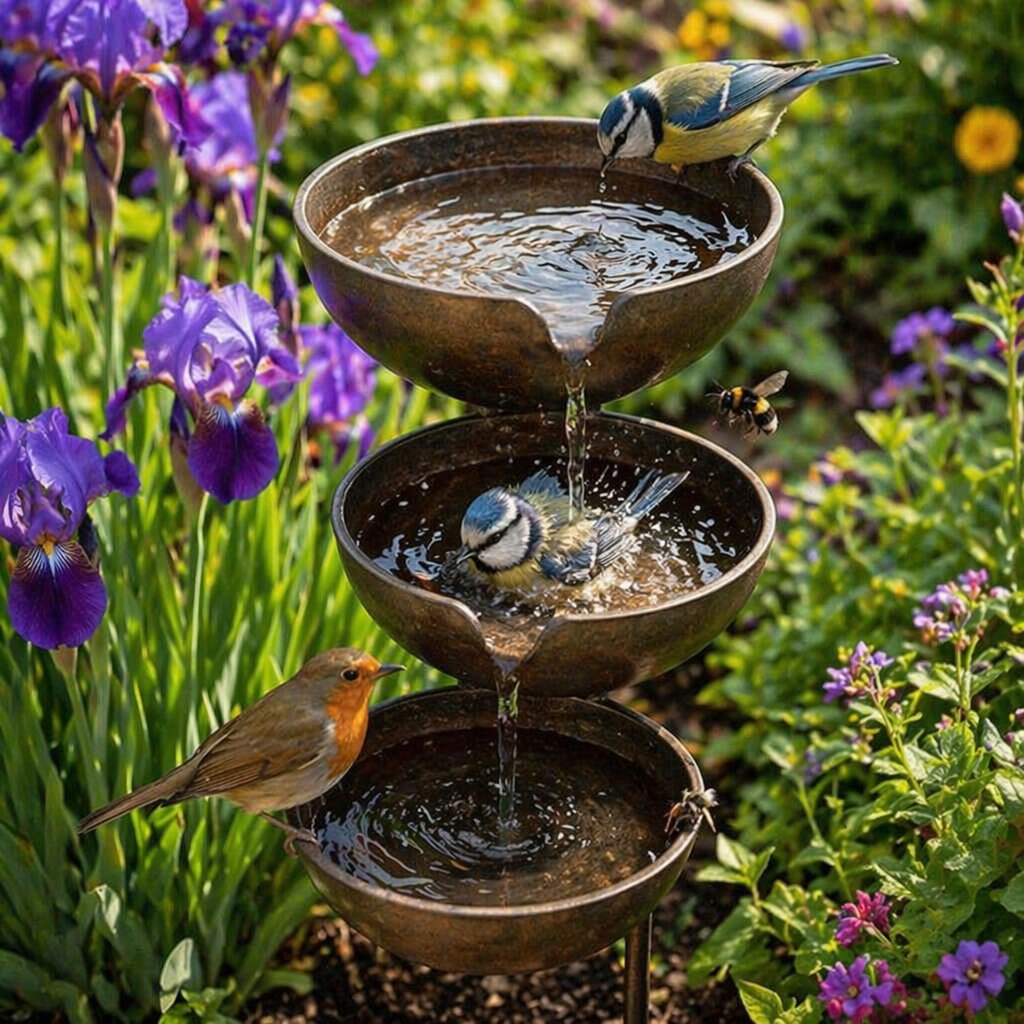 🔥Hot Sale 50% OFF🔥Bring Life Back To Your Garden – Peaceful Cascading Rain Catcher Bird Bath For Welcoming Garden Wildlife🌿🐦
