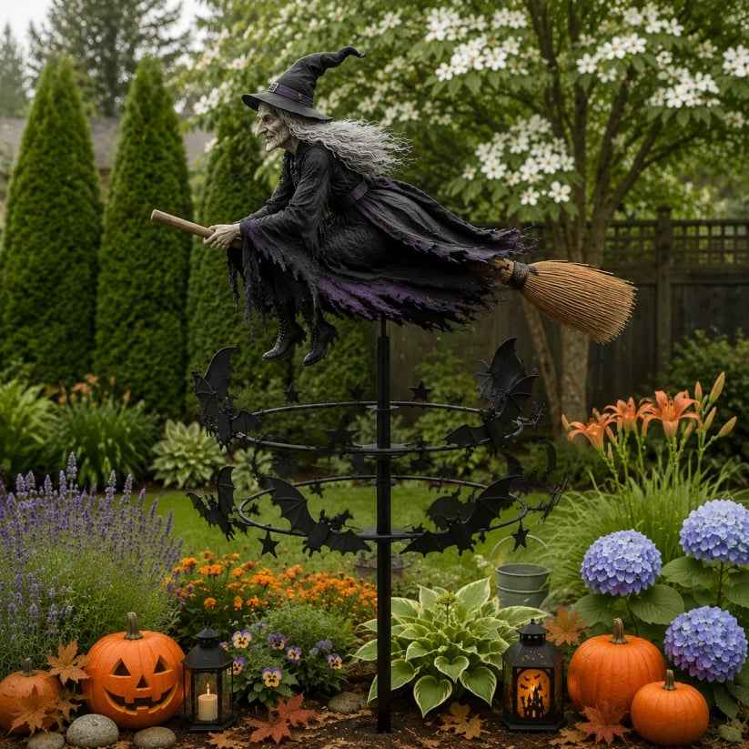 🔥50% OFF TODAY🔥 Enchanted Witch Garden Wind Spinner 🧙‍♀️🎃 Outdoor Halloween Yard Decor for Patio, Porch & Garden