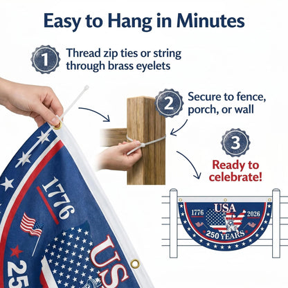 🗽USA 250th Anniversary Flag Half Round Banner🦅