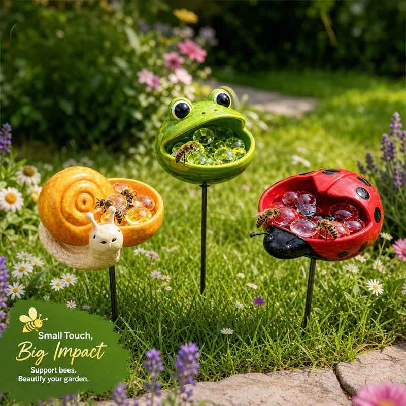 🐝 Cute Animal Design Garden Watering Station, Outdoor Decorative Water Bowl for Bees Butterflies and Small Wildlife