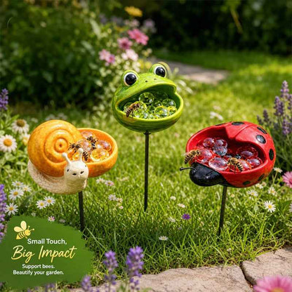 🐝 Cute Animal Design Garden Watering Station, Outdoor Decorative Water Bowl for Bees Butterflies and Small Wildlife
