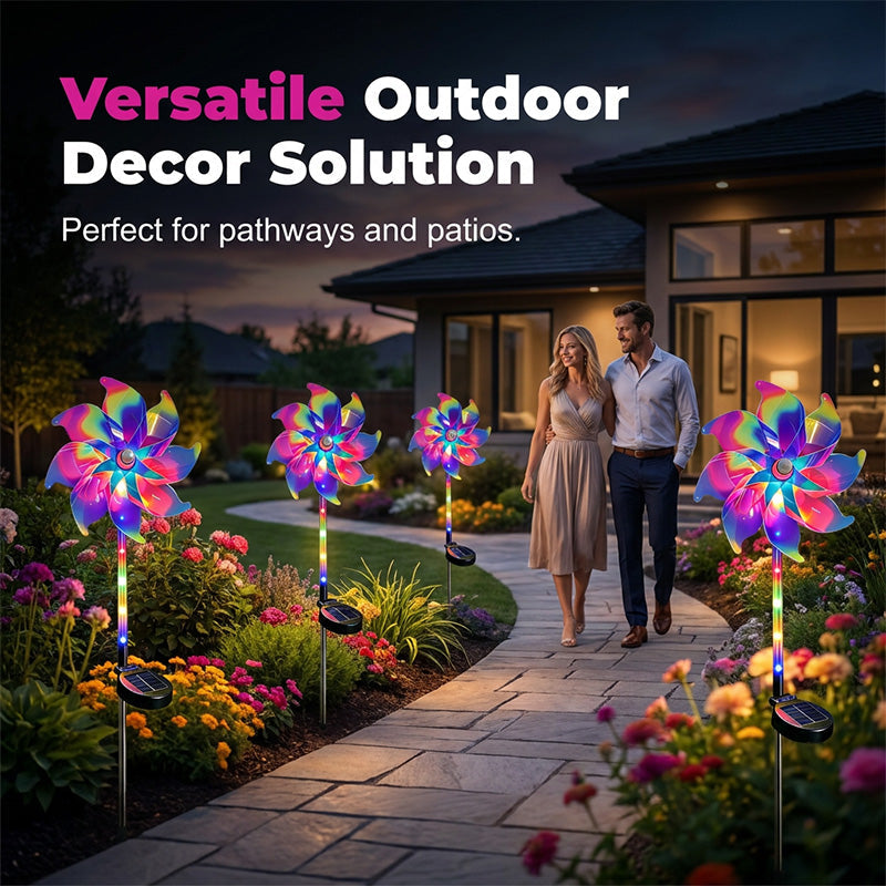 🔥Summer Hot Sale 50% OFF✨Extra-large size Solar Powered Rainbow Pinwheel Garden Light