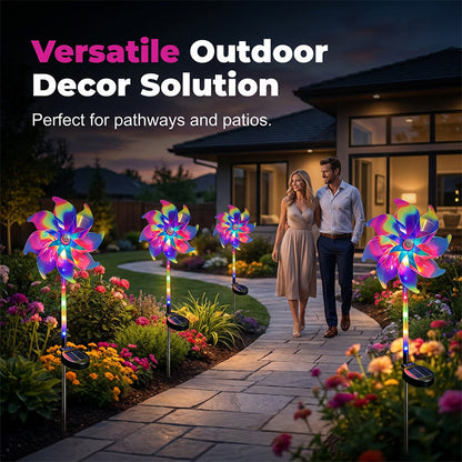 🔥Summer Hot Sale 50% OFF✨Extra-large size Solar Powered Rainbow Pinwheel Garden Light