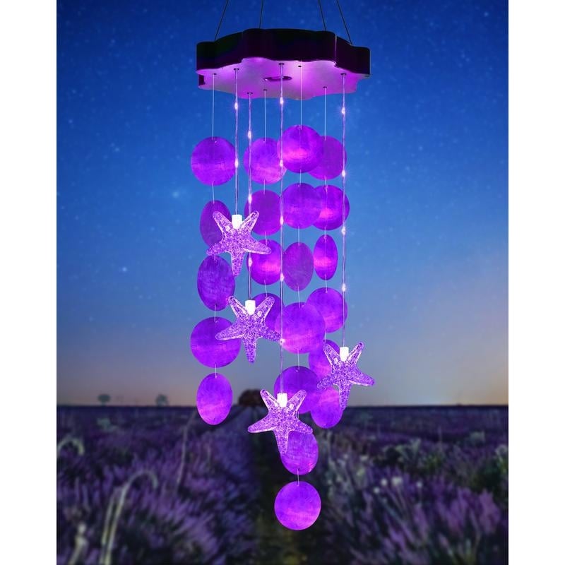 Solar-Powered Seashell Wind Chime Light