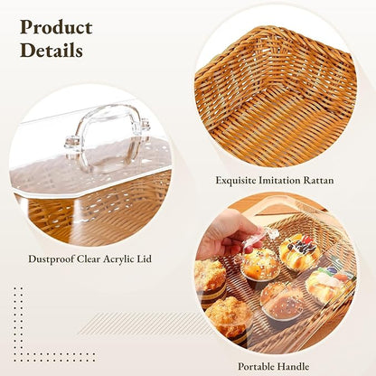 Woven Serving Basket with Clear Acrylic Cover 🧺✨