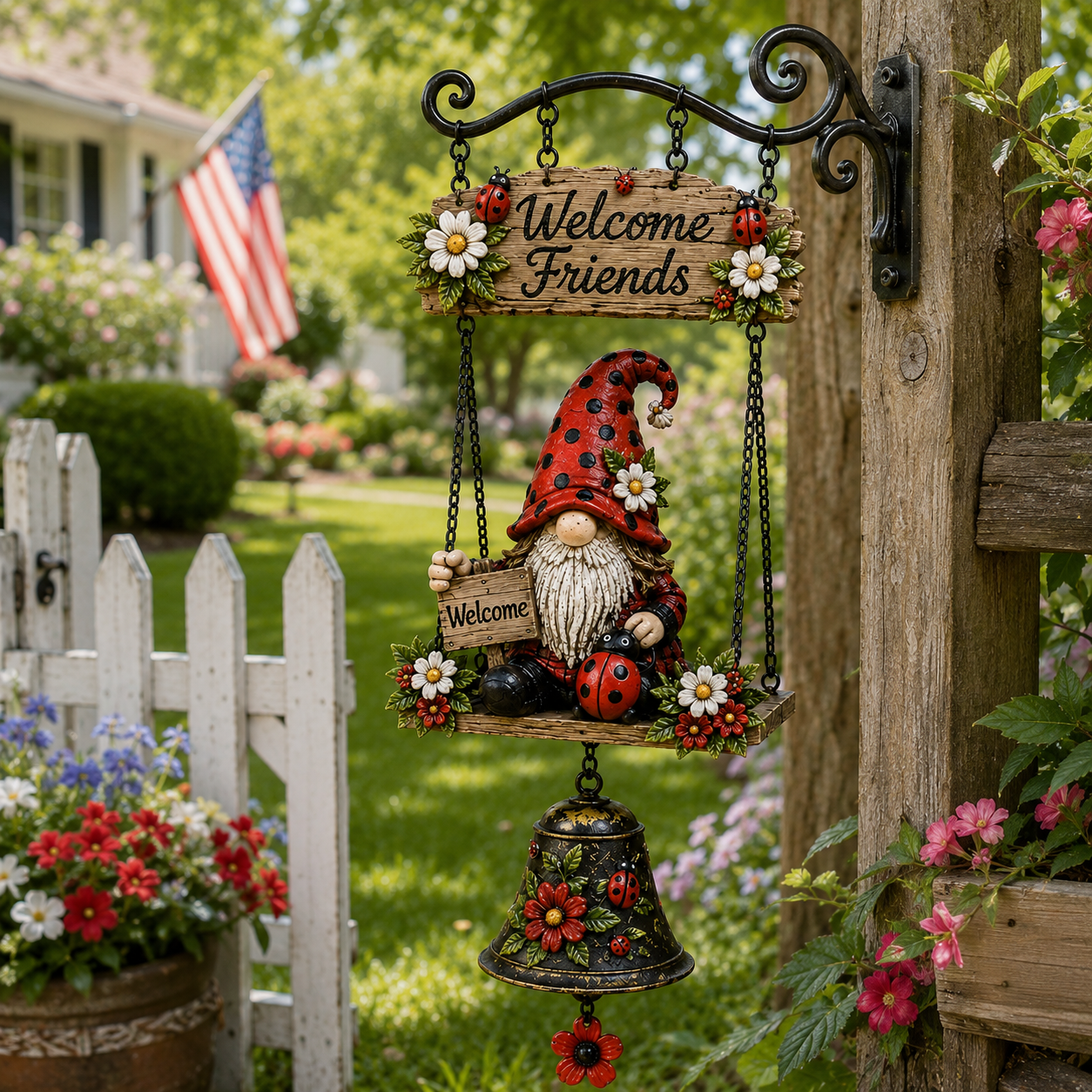 🔥50% OFF TODAY🔥 – Rustic Garden Gnome Bell Outdoor Decor 🐞🌼