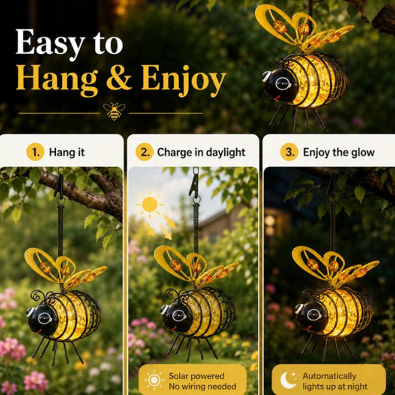 Solar-Powered Hanging Bee Light